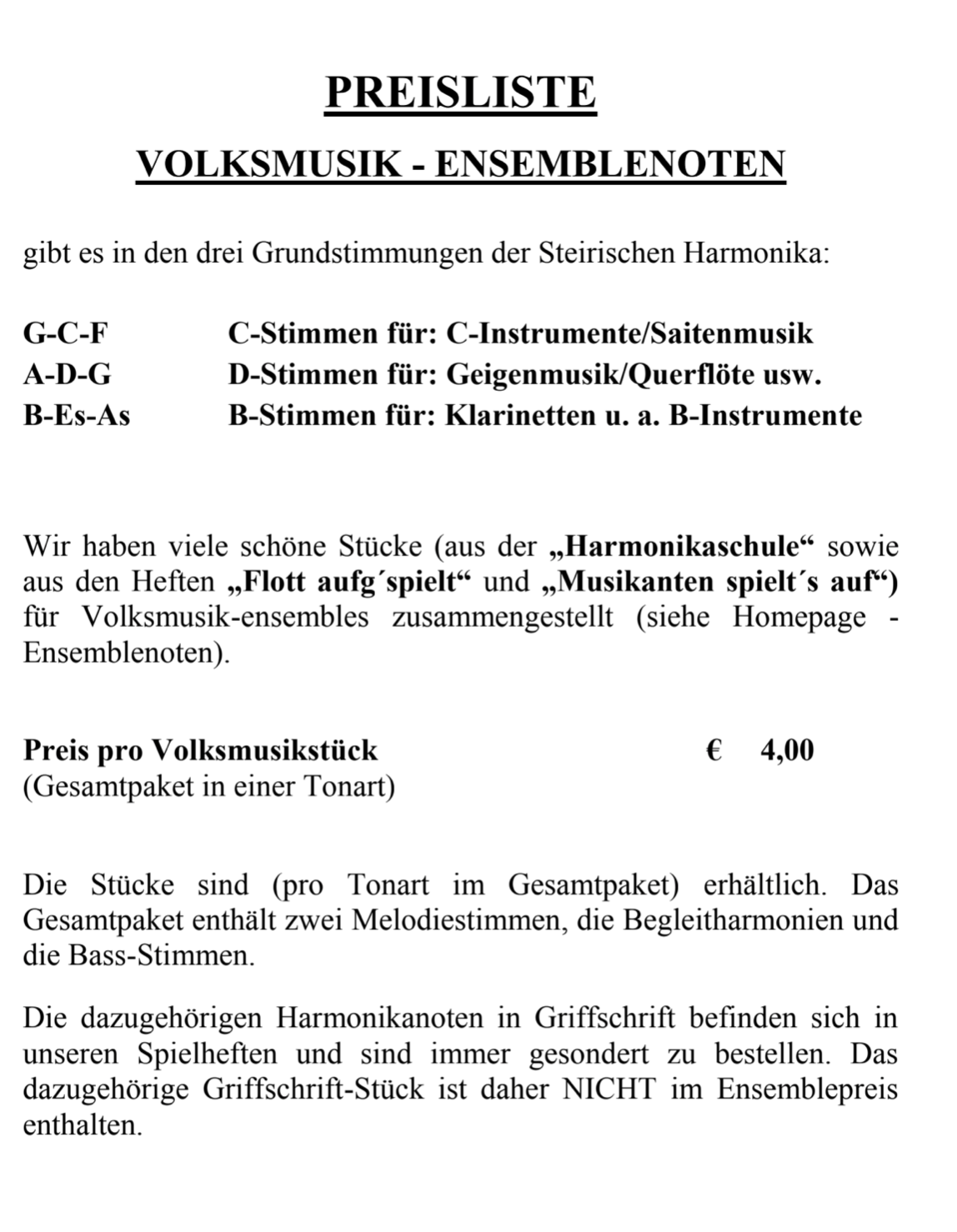 Preisliste 2025 1